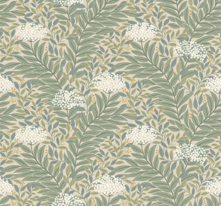 Highgrove Linen Wallpaper by Rifle Paper Co. Rifle Paper Co. 3rd Edition Covers about 60.8 square feet 27-in by 27-ft long roll Unpasted 12.63 - Fabric Carolina -
