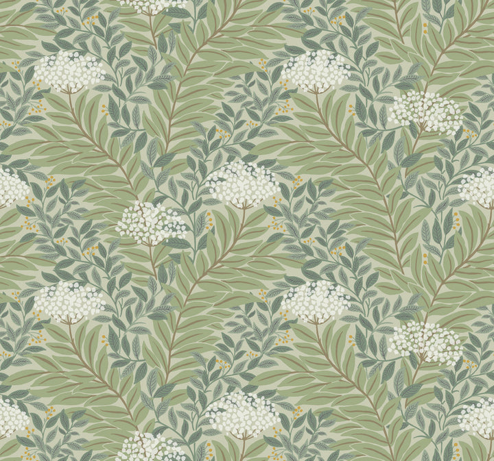 Highgrove Sage Wallpaper by Rifle Paper Co. Rifle Paper Co. 3rd Edition Covers about 60.8 square feet 27-in by 27-ft long roll Unpasted 12.63 - Fabric Carolina -