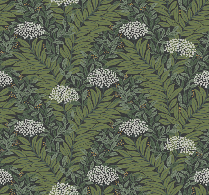 Highgrove Black Wallpaper by Rifle Paper Co. Rifle Paper Co. 3rd Edition Covers about 60.8 square feet 27-in by 27-ft long roll Unpasted 12.63 - Fabric Carolina -