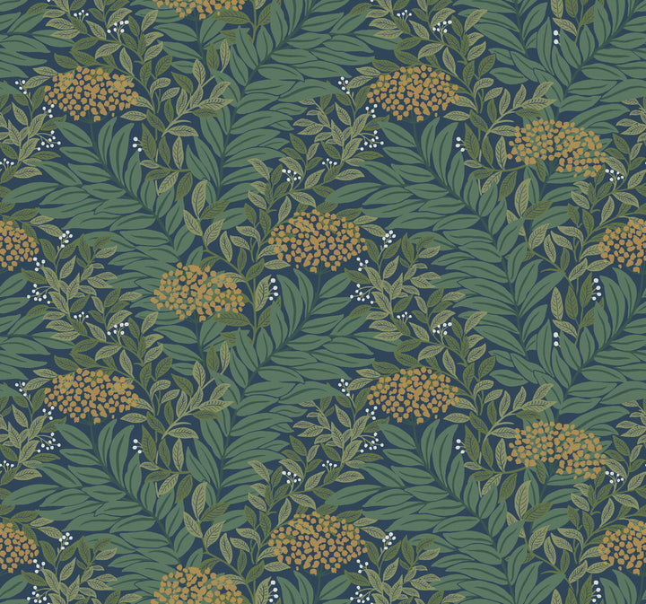 Highgrove Navy Wallpaper by Rifle Paper Co. Rifle Paper Co. 3rd Edition Covers about 60.8 square feet 27-in by 27-ft long roll Unpasted 12.63 - Fabric Carolina -