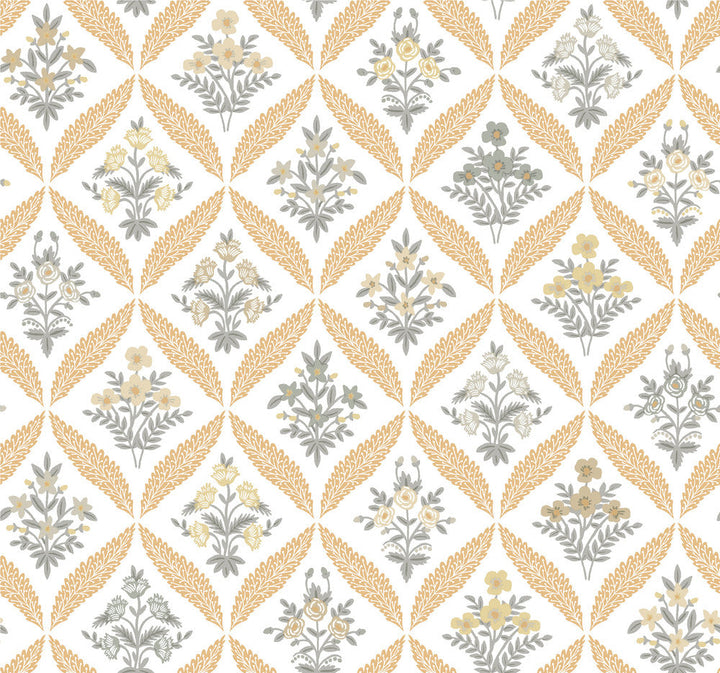 Estee Garden Gold Wallpaper by Rifle Paper Co. Designer Rifle Paper Co. 3rd Edition Covers about 60.8 square feet 27-in by 27-ft long roll Unpasted 25.25 - Swanky Fabrics -