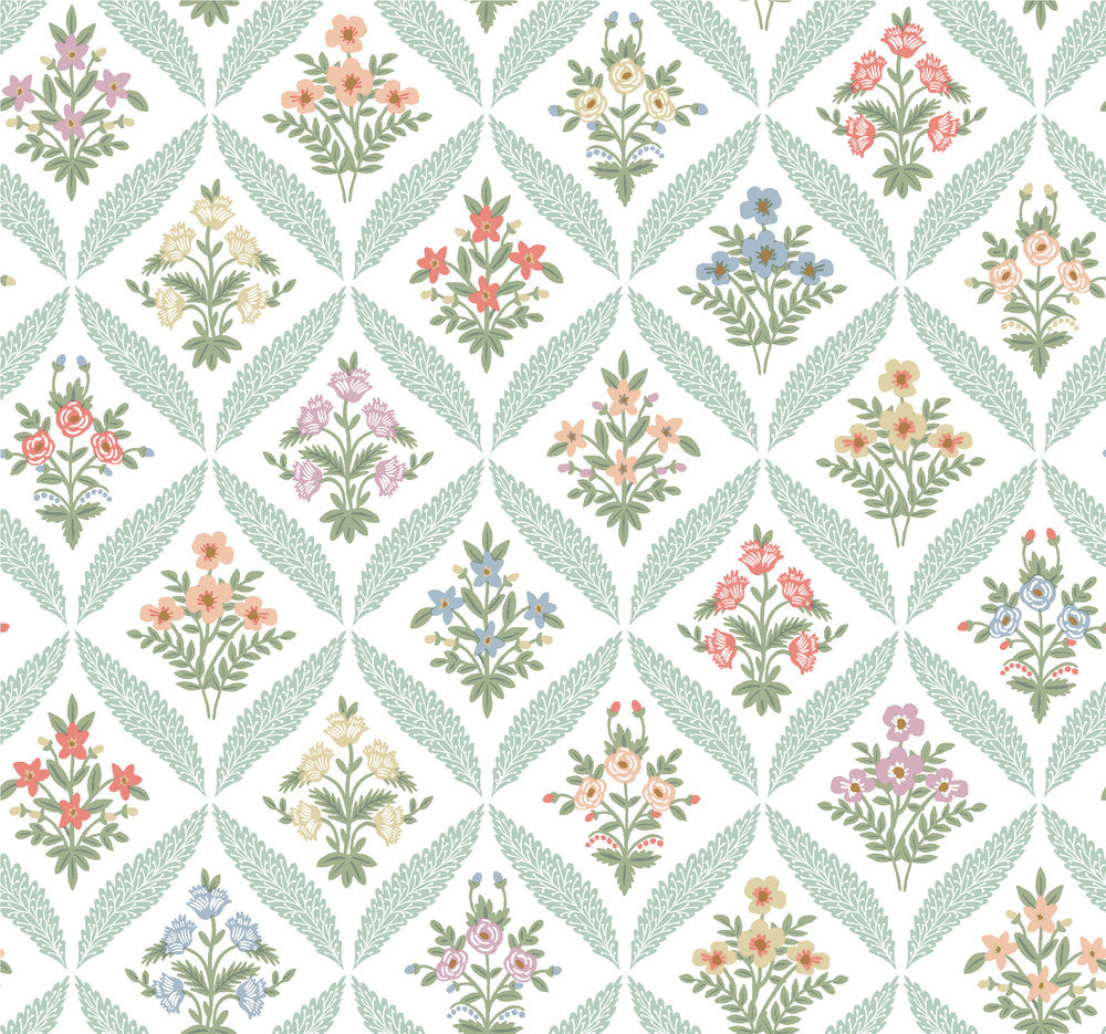Estee Garden Pastel Wallpaper by Rifle Paper Co. Rifle Paper Co. 3rd Edition Covers about 60.8 square feet 27-in by 27-ft long roll Unpasted 25.25 - Fabric Carolina -