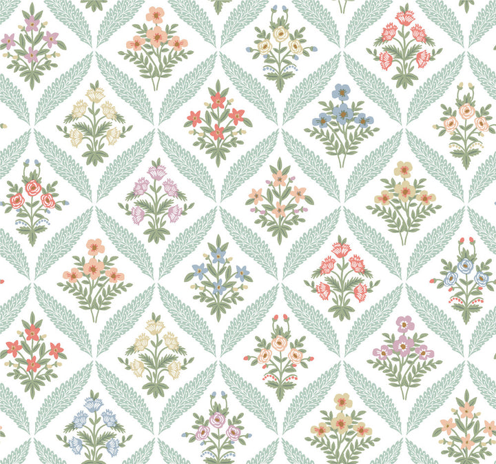 Estee Garden Pastel Wallpaper by Rifle Paper Co. Rifle Paper Co. 3rd Edition Covers about 60.8 square feet 27-in by 27-ft long roll Unpasted 25.25 - Fabric Carolina -