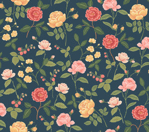 Roses Navy Wallpaper by Rifle Paper Co.