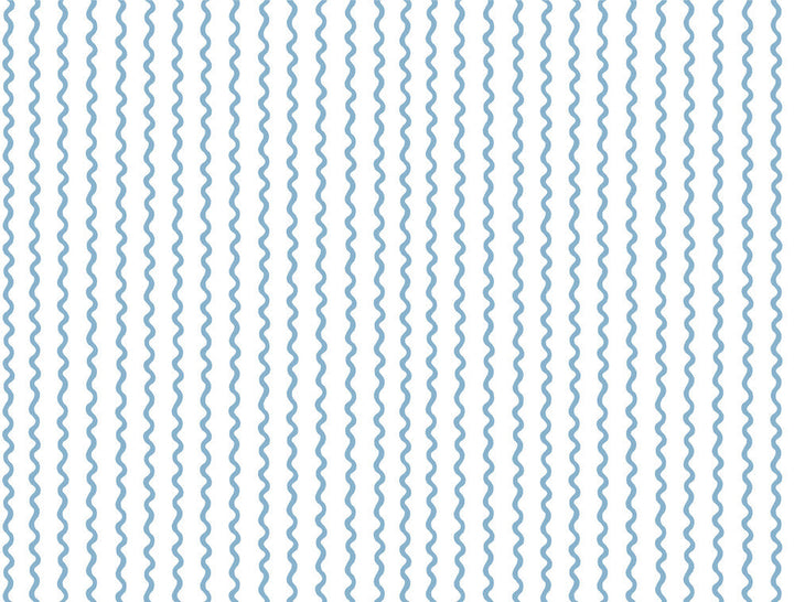 Rickrack Blue Wallpaper by Rifle Paper Co. Designer Rifle Paper Co. 3rd Edition Covers about 60.8 square feet 27-in by 27-ft long roll Unpasted 20.5 - Swanky Fabrics -