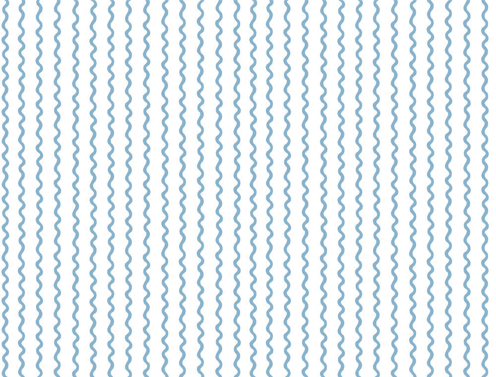 Rickrack Blue Wallpaper by Rifle Paper Co. Rifle Paper Co. 3rd Edition Covers about 60.8 square feet 27-in by 27-ft long roll Unpasted 20.5 - Fabric Carolina -