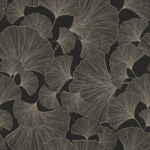 Waft Black Ginkgo Wallpaper by Rasch