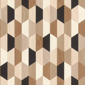 Anthony Black Wooden Hexagon Wallpaper by Rasch