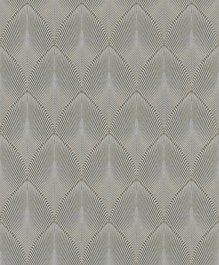 Tirsuli Grey Ogee Wallpaper by Rasch Rasch Covers about 56.4 square feet Germany Unpasted 8.46-in repeat, straight match 20.5-in by 33-ft long roll - Fabric Carolina -