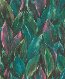 Maclayi Fuschia Banana Leaf Wallpaper by Rasch
