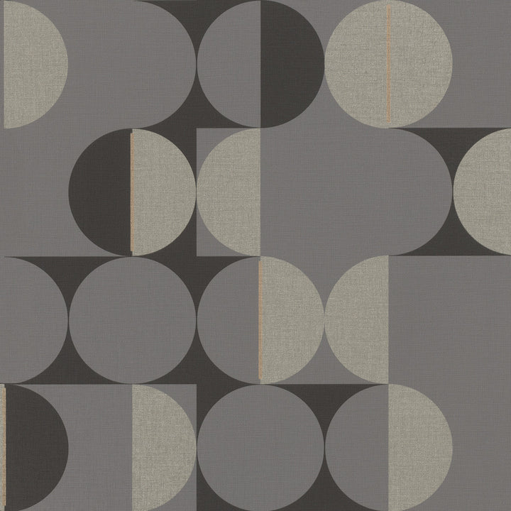 Cakara Grey Geometric Wallpaper by Rasch Rasch Covers about 56.4 square feet Germany Unpasted 10.43-in repeat, drop match 20.5-in by 33-ft long roll - Fabric Carolina -