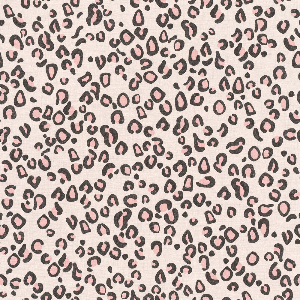 Damisa Blush Leopard Print Wallpaper by Rasch Rasch Covers about 56.4 square feet Germany Unpasted 20.87-in repeat, straight match 20.5-in by 33-ft long roll - Fabric Carolina -