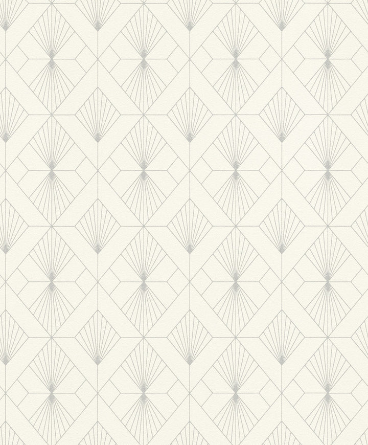 Henri Off White Geometric Wallpaper by Rasch Rasch Covers about 56.4 square feet Germany Unpasted 6.3-in repeat, straight match 20.5-in by 33-ft long roll - Fabric Carolina -
