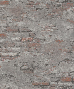 Templier Grey Distressed Brick Wallpaper by Rasch