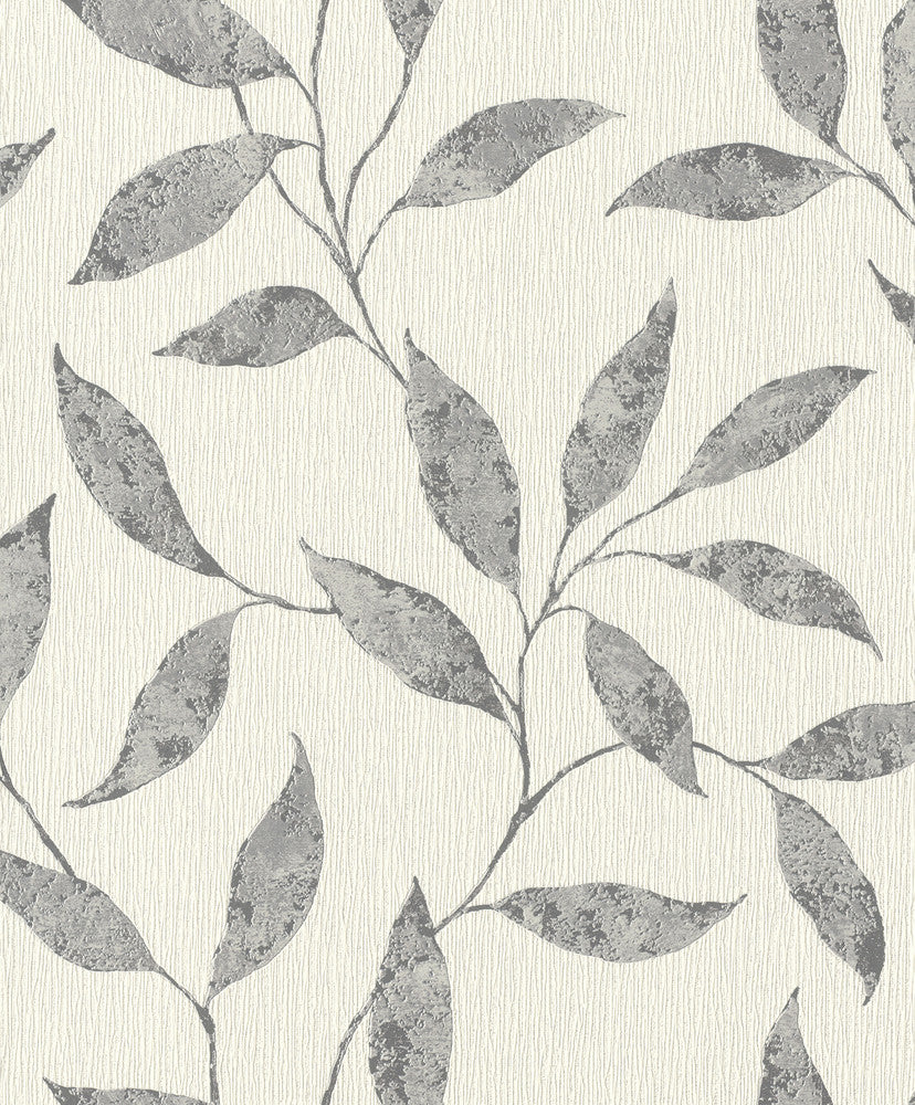 Amble Light Grey Vine Wallpaper by Rasch Rasch Covers about 57.5 square feet Germany Unpasted 12.6-in repeat, drop match 20.9-in by 33-ft long roll - Fabric Carolina -