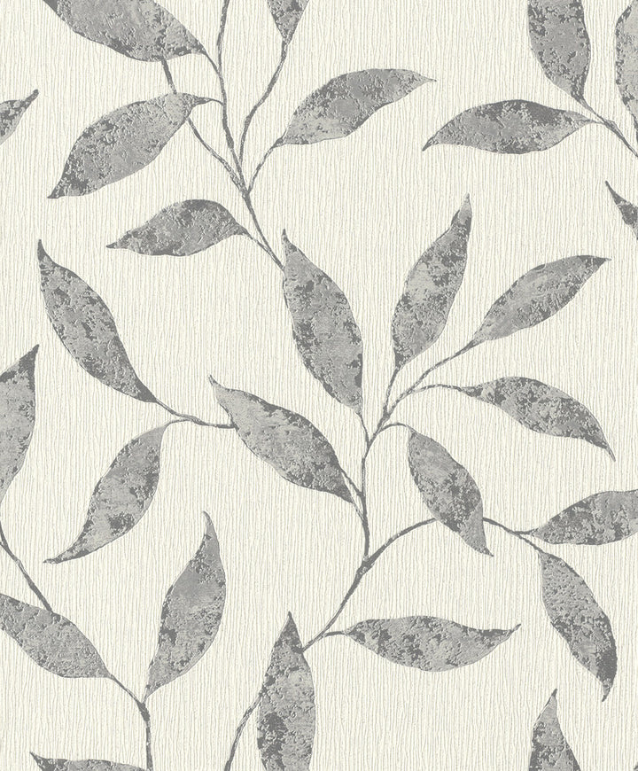 Amble Light Grey Vine Wallpaper by Rasch Rasch Covers about 57.5 square feet Germany Unpasted 12.6-in repeat, drop match 20.9-in by 33-ft long roll - Fabric Carolina -