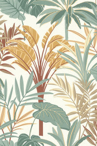 Rudyard Apricot Tropical Flora Wallpaper by Rasch
