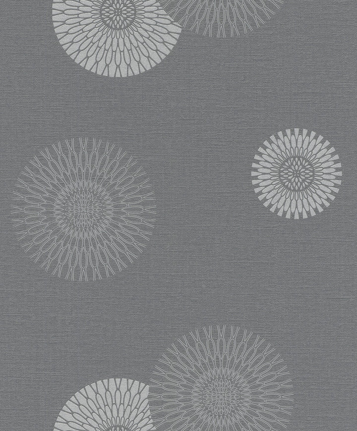 Eliel Grey Medallion Wallpaper by Rasch Rasch Covers about 56.4 square feet Germany Unpasted No repeat, random match 20.5-in by 33-ft long roll - Fabric Carolina -
