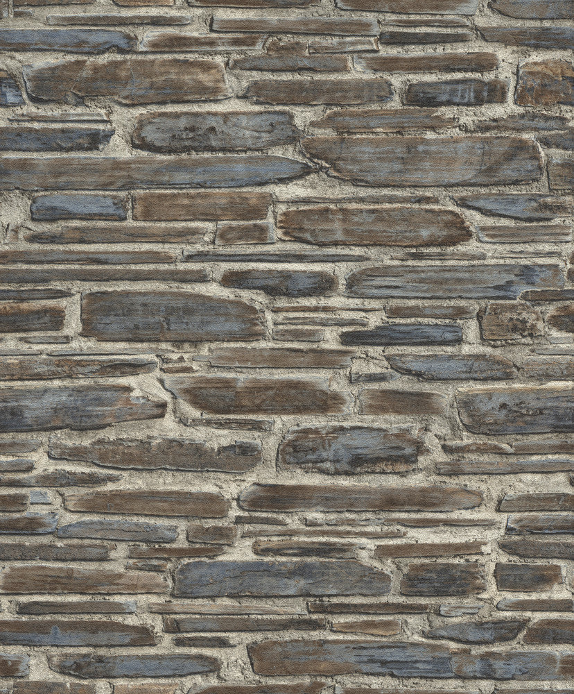 Cassandre Grey Stone Wallpaper by Rasch Rasch Covers about 56.4 square feet Germany Unpasted 25.2-in repeat, straight match 20.5-in by 33-ft long roll - Fabric Carolina -