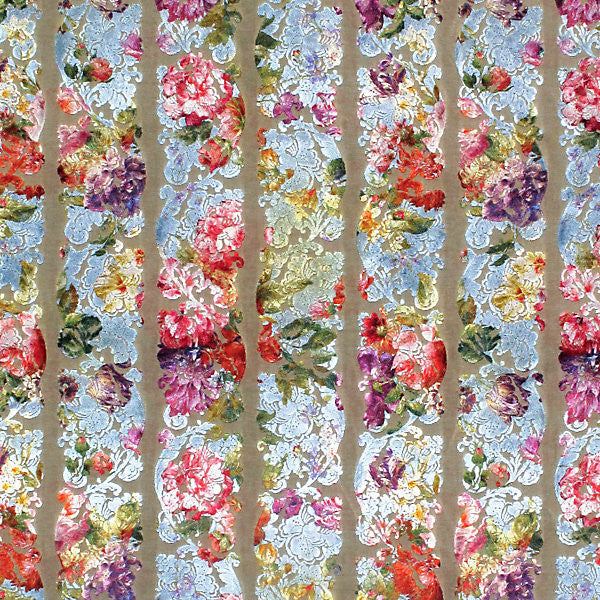 Jardin Colbert/Blue Satin Rh 00011838 by Old World Weavers Fabric 100% POLYESTER GERMANY MEDIUM DUTY Horizontal: 17.5" and Vertical: 14.5" 57.5" - Fabric Carolina -