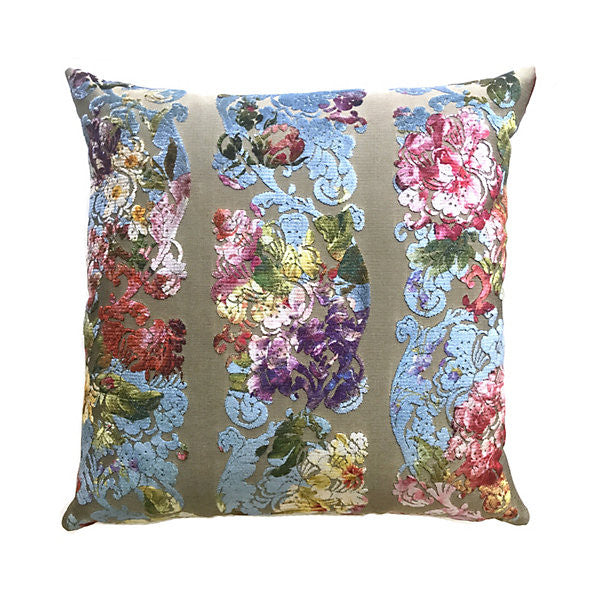 Jardin Colbert Blue Satin by Scalamandre
 Pillow Scalamandre
 Pillow Jardin Colbert Blue SatinPillow PILE: 100% VISCOSE|GROUND: 100% POLYESTER GERMANY </p><p>Repeat: H: , V: - Fabric Carolina -
