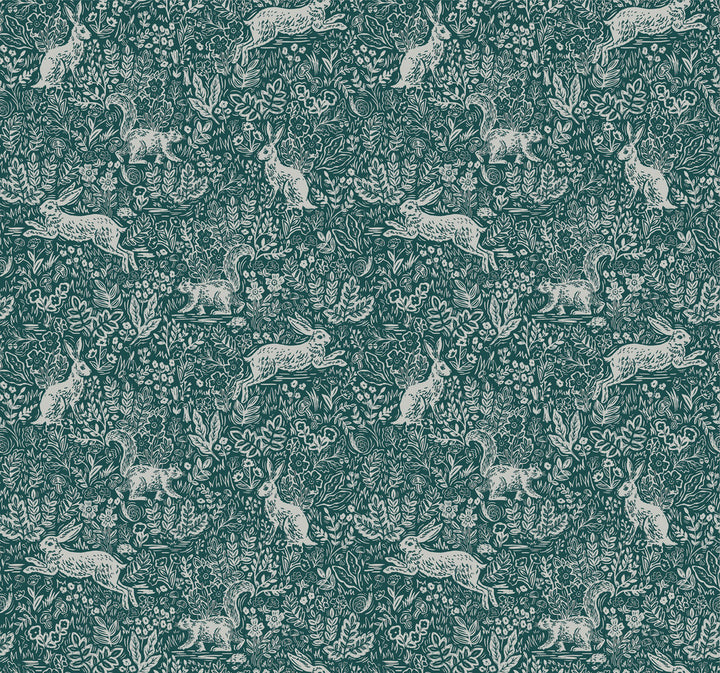 Fable Emerald Wallpaper by Rifle Paper Co. Rifle Paper Co. Covers about 60.8 square feet 27-in by 27-ft long roll Unpasted 25.25 - Fabric Carolina -