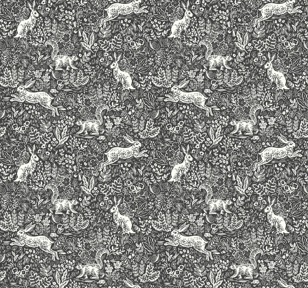 Fable Black & White Wallpaper by Rifle Paper Co. Rifle Paper Co. Covers about 60.8 square feet 27-in by 27-ft long roll Unpasted 25.25 - Fabric Carolina -