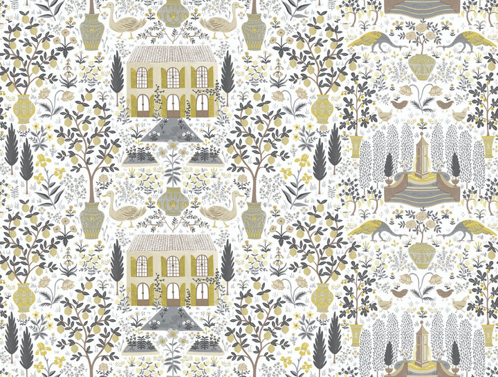 Camont Linen & Gold Wallpaper by Rifle Paper Co. Rifle Paper Co. Covers about 60.8 square feet 27-in by 27-ft long roll Unpasted 20.5 - Fabric Carolina -
