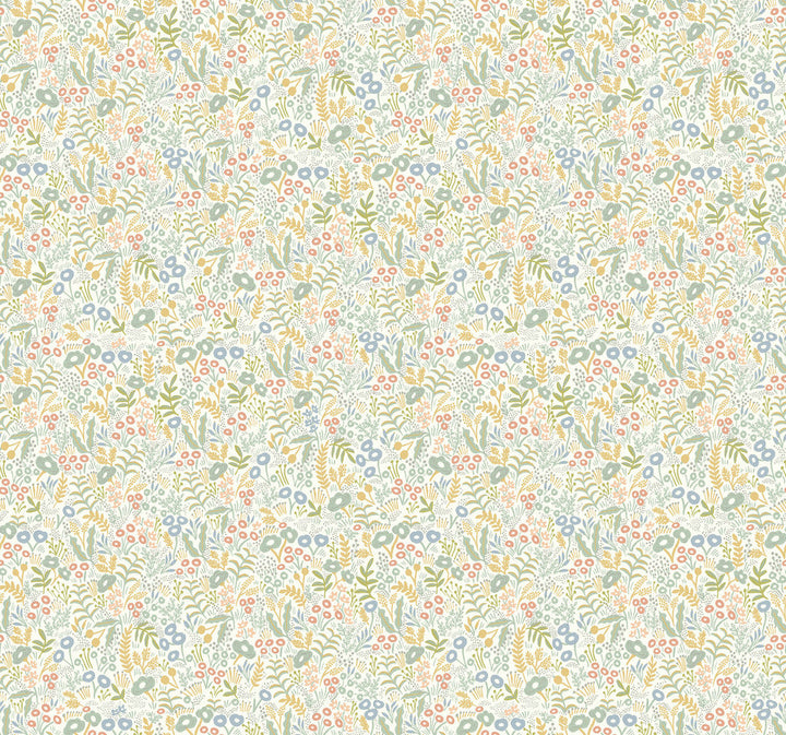Tapestry Light Mustard Wallpaper by Rifle Paper Co. Designer Rifle Paper Co. Covers about 60.8 square feet 27-in by 27-ft long roll Unpasted 25.25 - Swanky Fabrics -