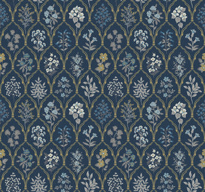 Hawthorne Navy & Gold Wallpaper by Rifle Paper Co.