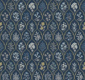 Hawthorne Navy & Gold by Rifle Paper Co. Wallpaper