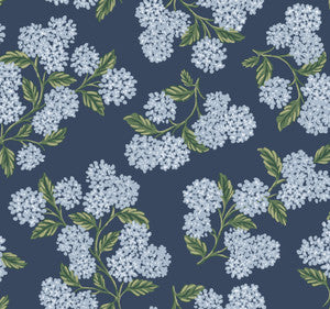 Hydrangea Navy Wallpaper by Rifle Paper Co.