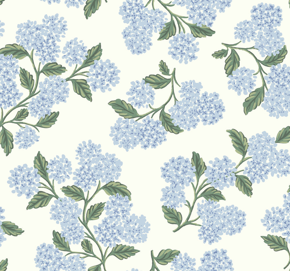 Hydrangea Blue & White Wallpaper by Rifle Paper Co. Rifle Paper Co. Covers about 60.8 square feet 27-in by 27-ft long roll Unpasted 25.25 - Fabric Carolina -