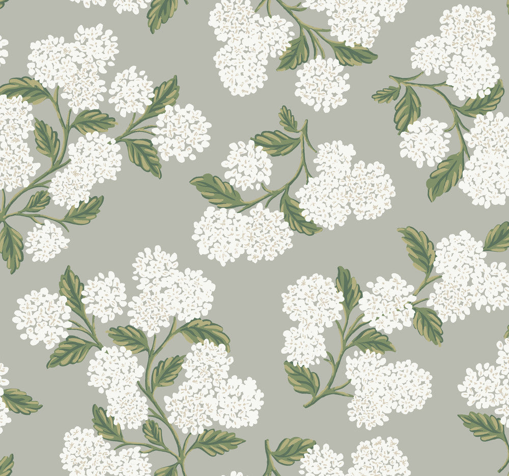 Hydrangea Grey Wallpaper by Rifle Paper Co. Rifle Paper Co. Covers about 60.8 square feet 27-in by 27-ft long roll Unpasted 25.25 - Fabric Carolina -