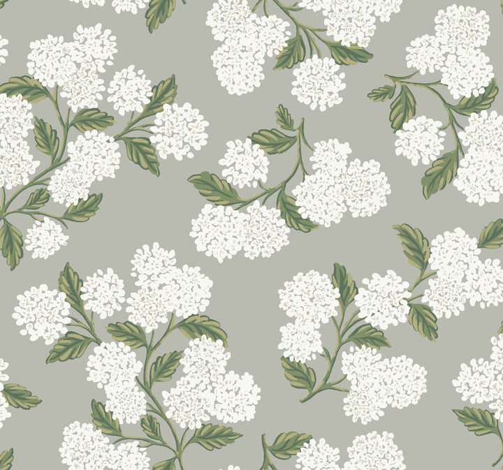 Hydrangea Grey Wallpaper by Rifle Paper Co. Rifle Paper Co. Covers about 60.8 square feet 27-in by 27-ft long roll Unpasted 25.25 - Fabric Carolina -