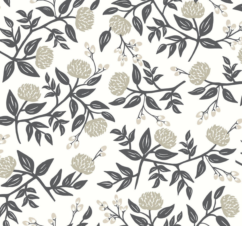 Peonies White & Black Wallpaper by Rifle Paper Co. Rifle Paper Co. Covers about 60.8 square feet 27-in by 27-ft long roll Unpasted 25.25 - Fabric Carolina -