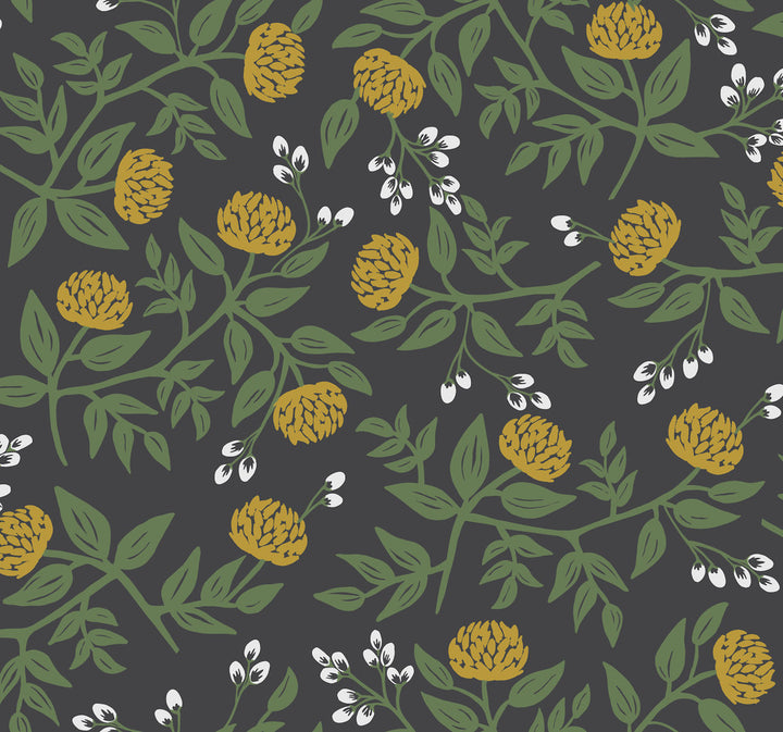 Peonies Black & Gold Wallpaper by Rifle Paper Co. Rifle Paper Co. Covers about 60.8 square feet 27-in by 27-ft long roll Unpasted 25.25 - Fabric Carolina -