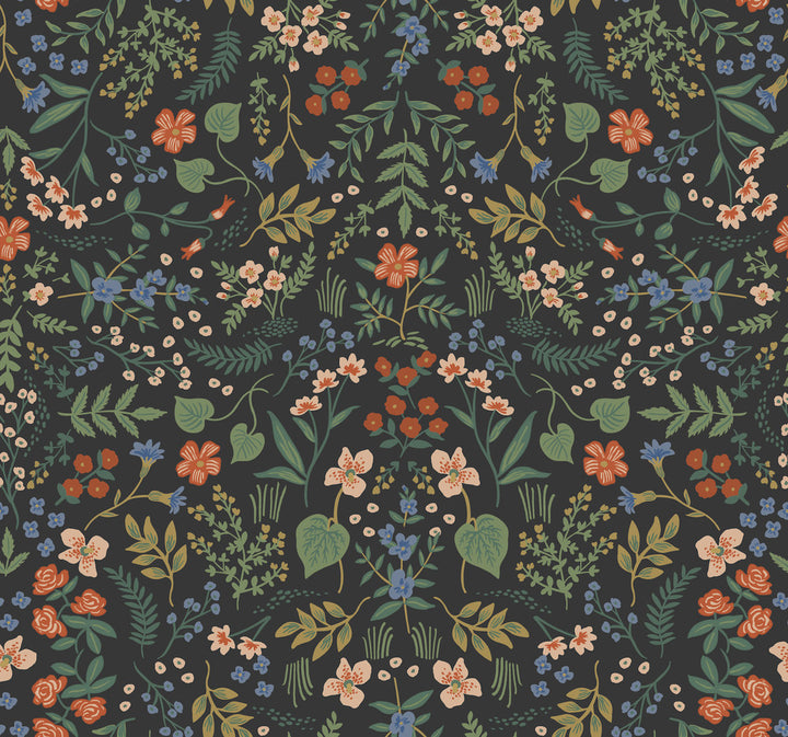 Wildwood Black Wallpaper by Rifle Paper Co. Rifle Paper Co. Covers about 60.8 square feet 27-in by 27-ft long roll Unpasted 25.25 - Fabric Carolina -