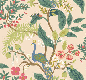 Peacock Light Pink Wallpaper by Rifle Paper Co.