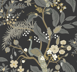 Peacock Black Wallpaper by Rifle Paper Co.