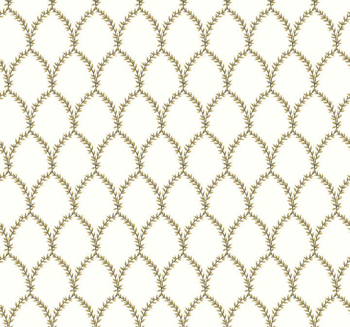 Laurel Gold & White Wallpaper by Rifle Paper Co. Rifle Paper Co. Covers about 60.8 square feet 27-in by 27-ft long roll Unpasted 25.25 - Fabric Carolina -