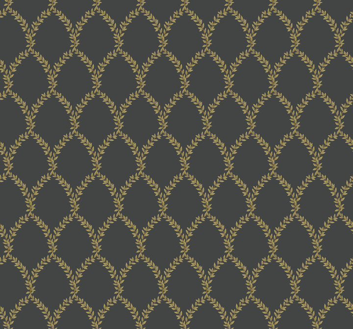 Laurel Gold & Black Wallpaper by Rifle Paper Co. Rifle Paper Co. Covers about 60.8 square feet 27-in by 27-ft long roll Unpasted 25.25 - Fabric Carolina -