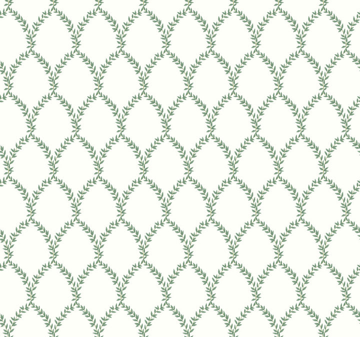 Laurel Green & White Wallpaper by Rifle Paper Co. Rifle Paper Co. Covers about 60.8 square feet 27-in by 27-ft long roll Unpasted 25.25 - Fabric Carolina -