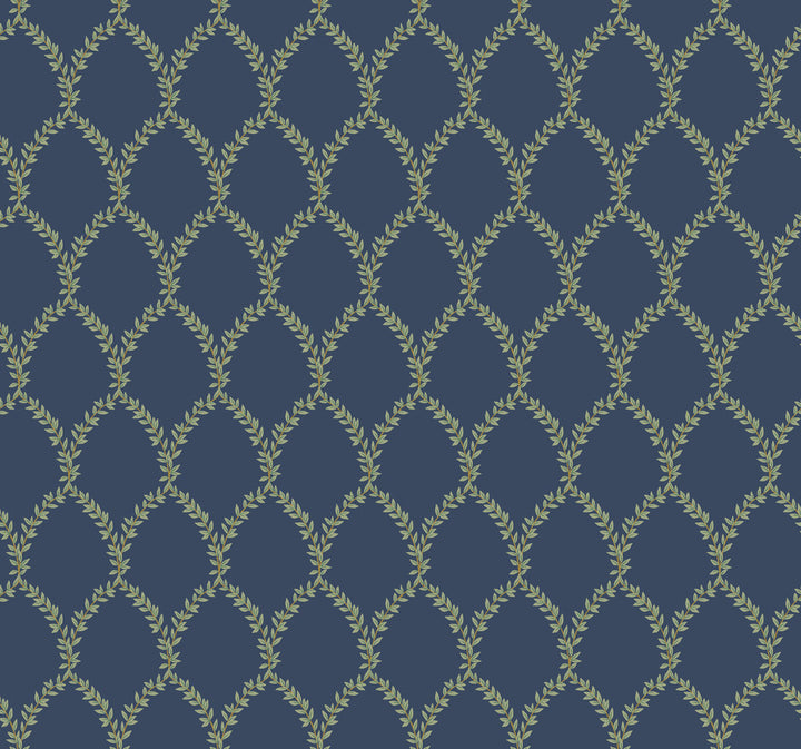 Laurel Navy Wallpaper by Rifle Paper Co. Rifle Paper Co. Covers about 60.8 square feet 27-in by 27-ft long roll Unpasted 25.25 - Fabric Carolina -