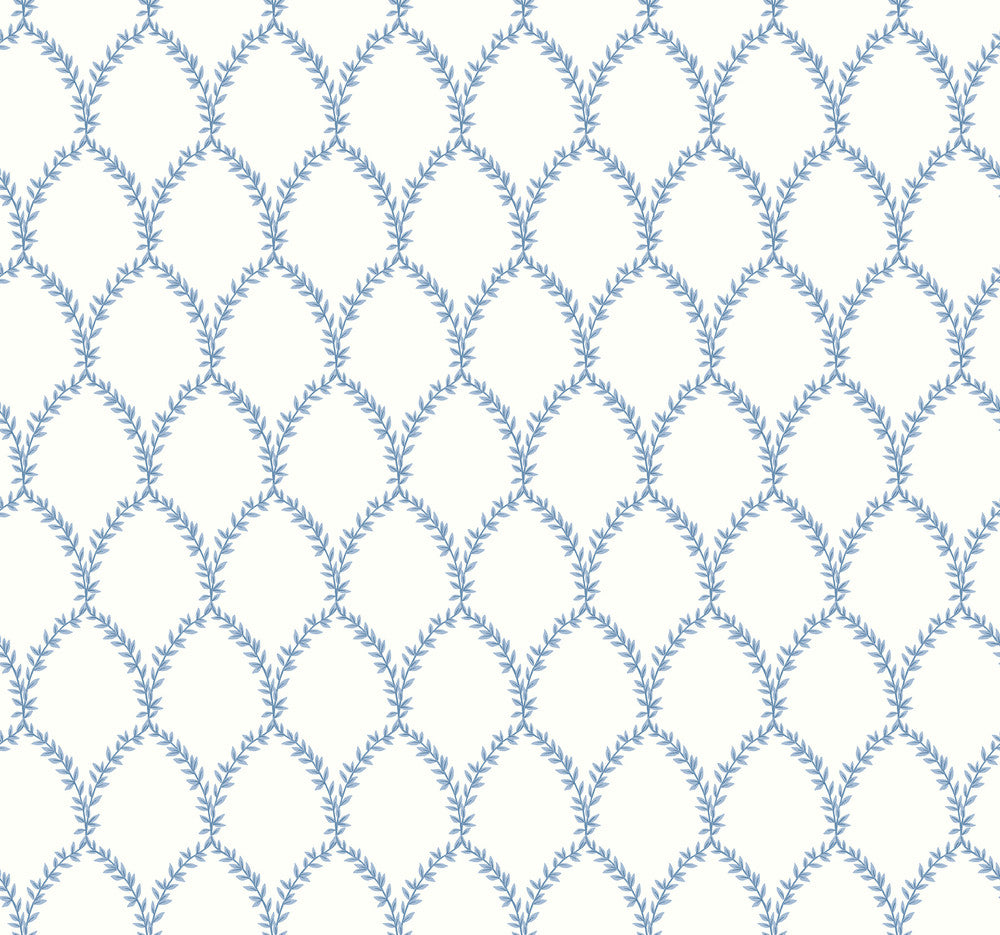 Laurel Blue & White Wallpaper by Rifle Paper Co. Rifle Paper Co. Covers about 60.8 square feet 27-in by 27-ft long roll Unpasted 25.25 - Fabric Carolina -