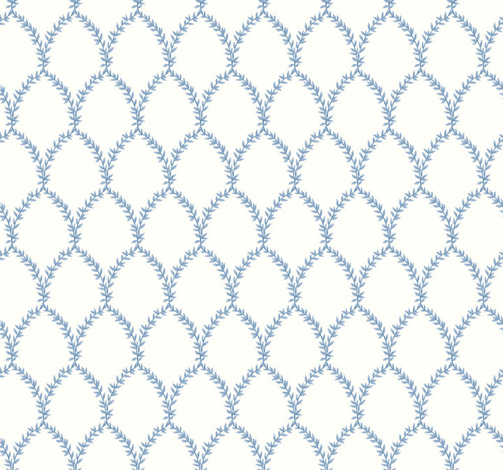 Laurel Blue & White Wallpaper by Rifle Paper Co. Rifle Paper Co. Covers about 60.8 square feet 27-in by 27-ft long roll Unpasted 25.25 - Fabric Carolina -