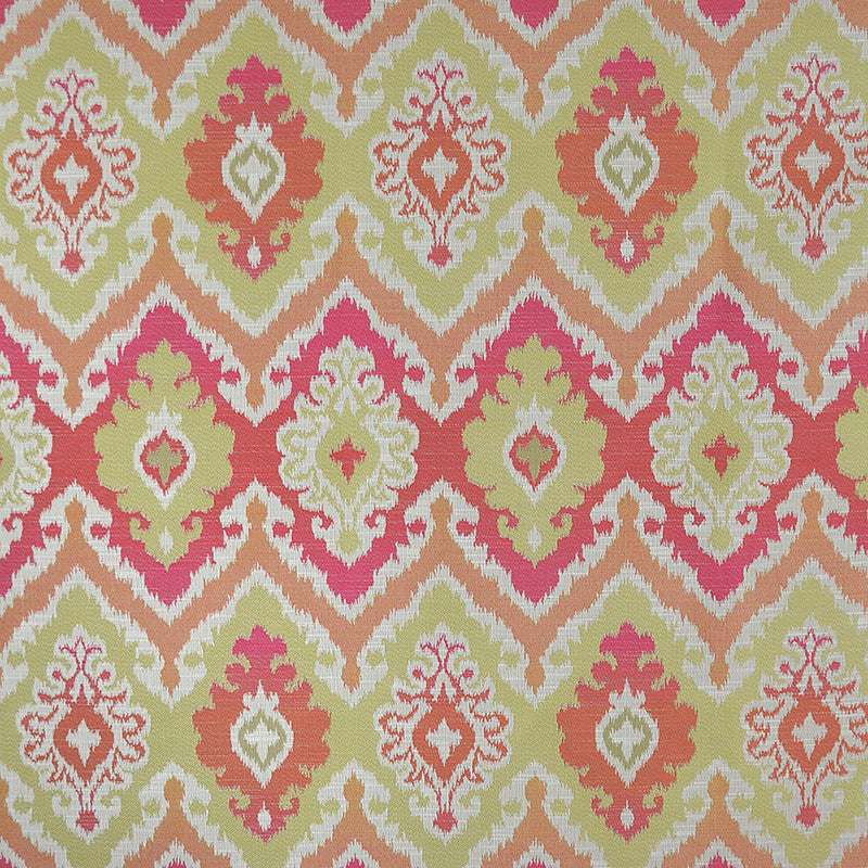 Resplendent # 801 Tropics by Maxwell Fabric PERFORMANCE WOVENS-VOL.II DRAGONFRUIT 66% RAYON/34% COTTON USA See sample </p><p>Repeat: Horizontal: 14.4" and Vertical: 22.5" 57" - Fabric Carolina -