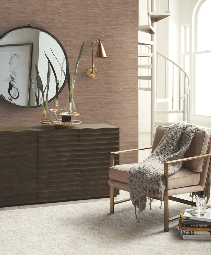 Lustrous Grasscloth Brown Wallpaper by York Wallcoverings Designer