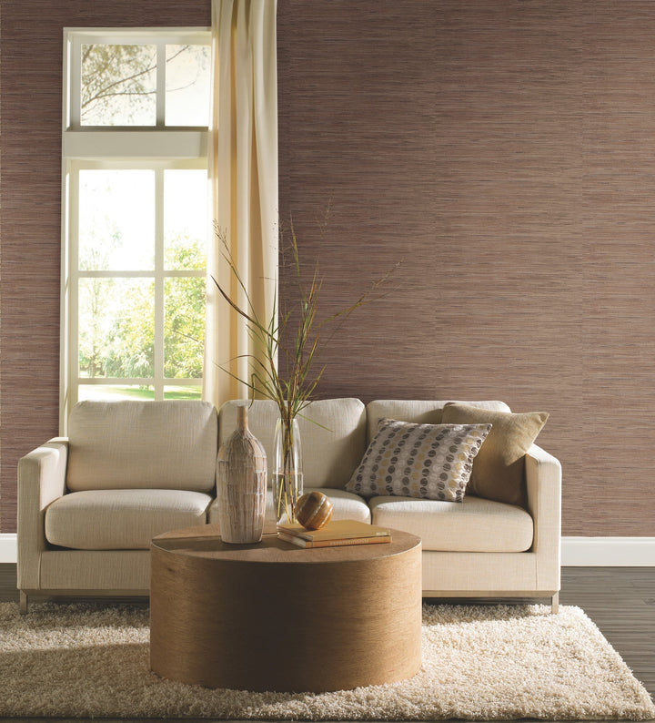 Lustrous Grasscloth Brown Wallpaper by York Wallcoverings Designer