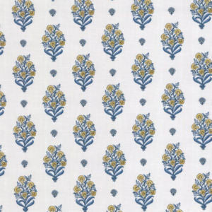 Romance Blue Yellow by Norbar Fabric ROMANCE 100% COTTON SPAIN 6 3/4"V 6 3/8"H 55" - Fabric Carolina -
